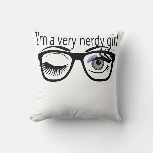 Almofada Sou uma garota muito nerd com sombra de olhos roxo (Frente)