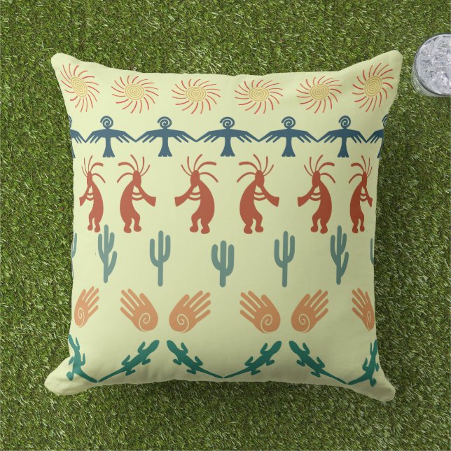 Almofada Southwest American Indian Tribal Petroglyphs Art (Grama)