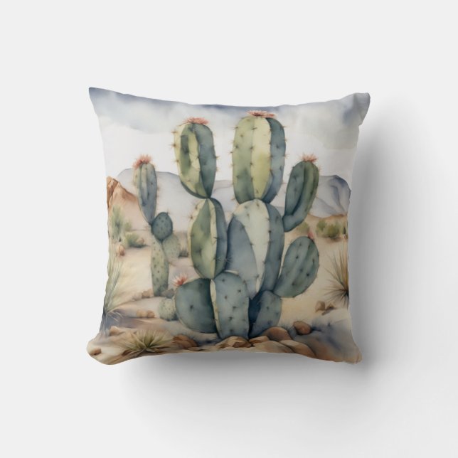 Almofada Southwest Sonha Cactus Watercolor (Frente)