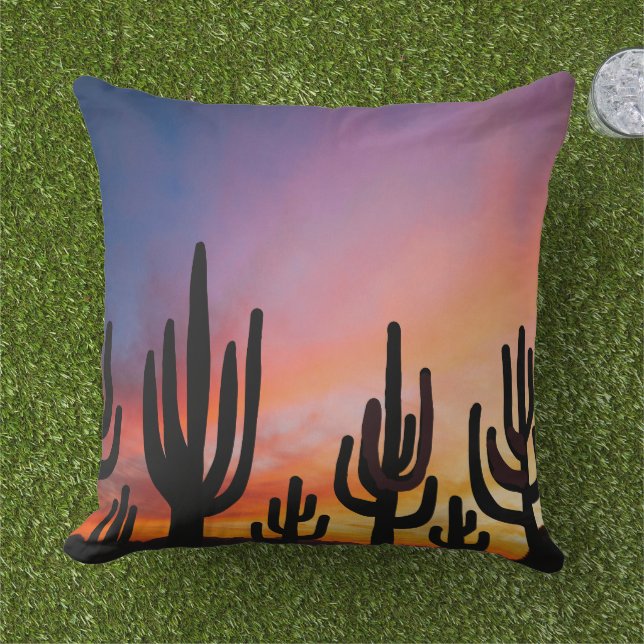 Almofada Southwestern Desert Landscape Cactus Sunrise Image (Grama)