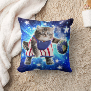 Almofada Space cat jogando basquetebol