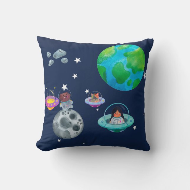 Almofada Space theme for children's room. (Frente)