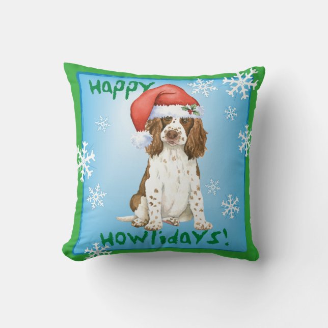 Almofada Spaniel feliz de Howliday Springer inglês (Frente)