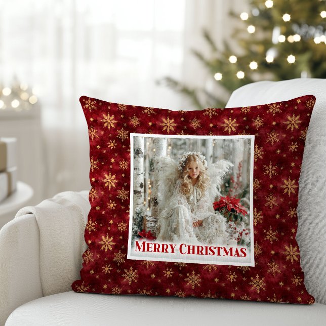 Almofada Spark Victorian Angel Red and Gold Holiday Gift Pi (Spark Victorian Angel Red and Gold Holiday Gift Pillow)