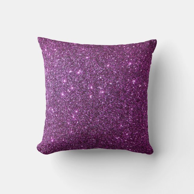 Almofada Sparkles Glam do brilho roxo - design do falso (Frente)