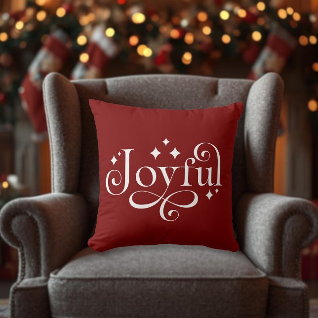 Almofada Sparkling Joyful Burgundy Throw Pillow (Sparkling Joyful Burgundy Throw Pillow)
