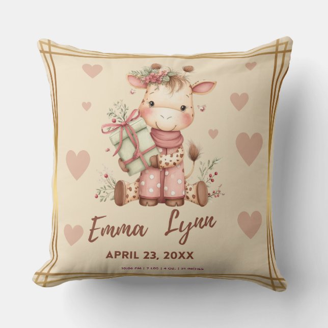 Almofada Special Delivery Christmas Giraffe Baby Shower (Frente)