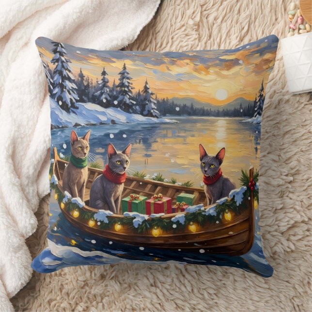 Almofada Sphynx Cat Christmas Boat Holiday (Cobertor)