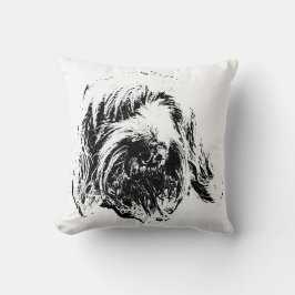 Almofada Spinone Throw Pillow – Black Ink Dog Headshot