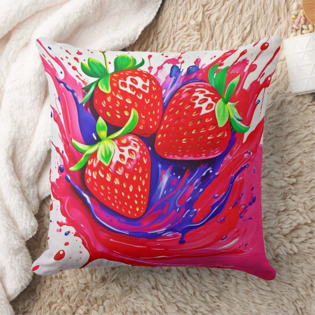 Almofada Splash de Morango Vibrante (Cobertor)
