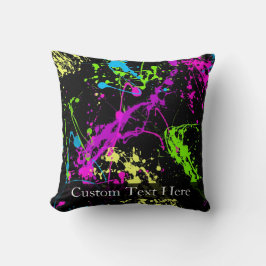 Almofada Splatter Preto/Neon Personalizado