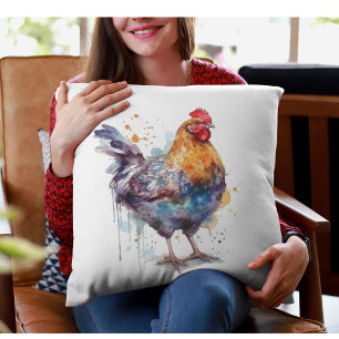 Almofada Splendor de Barnyard: Aquarela Hen