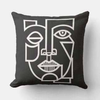 Almofada Split Gaze Monochrome Line Art of Fragmented Perce