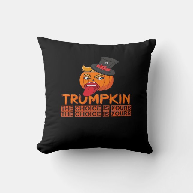 Almofada Spookin Trumpkin Halloween Top Hat & Tongue Out- I (Frente)