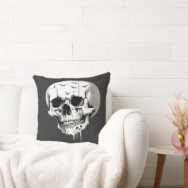 Almofada Spooky Halloween Melting Cranium With Bat Imagery