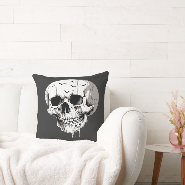 Almofada Spooky Halloween Melting Cranium With Bat Imagery  (Sofá)