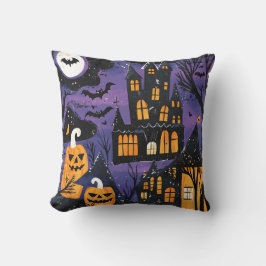 Almofada Spooky Haunted Castle Jack-O-Lantern Halloween