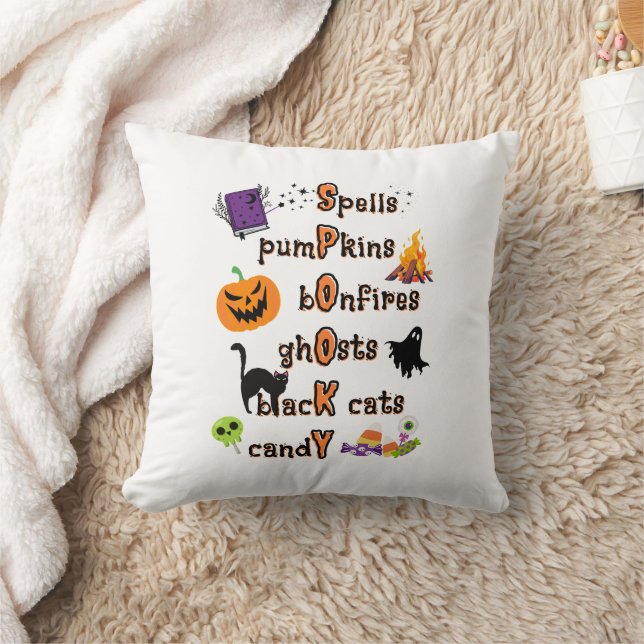 Almofada SPOOKY Spelling com todas as coisas Halloween (Cobertor)