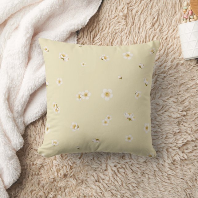 Almofada Spring Ivory White Plum Blossom Floral Pattern  (Cobertor)