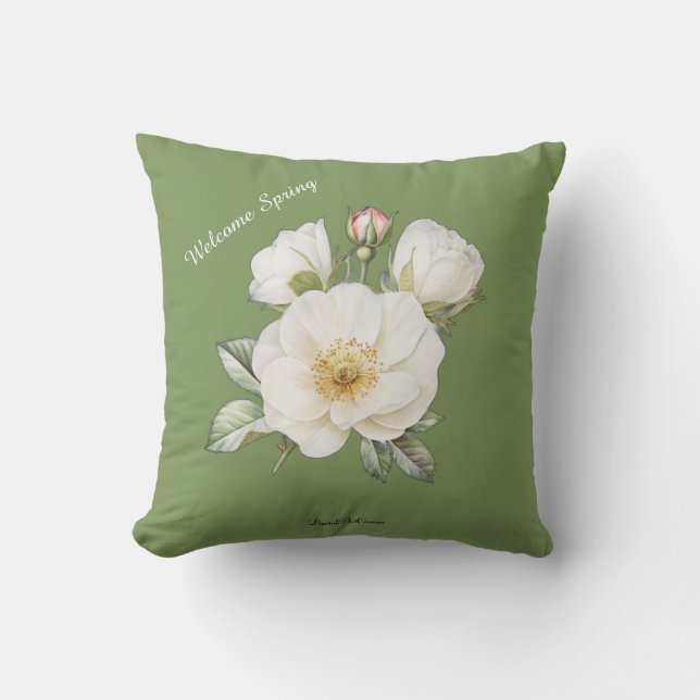 Almofada Spring Watercolor Floral Pillow Cover, Custom (Frente)