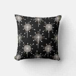 Almofada Sputnik Starburst Flores Negras Cinzas