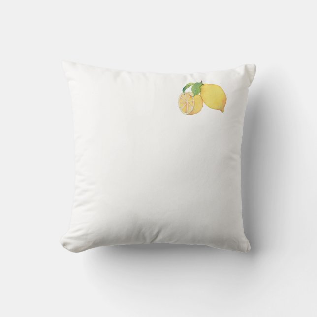 Almofada Squeeze the Day Lemon Watercolor Illustration (Frente)