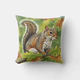 Almofada Squirrel Fall Autumn Leaves Pillow