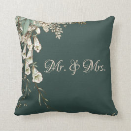 Almofada Sr. Casamento Elegante de Script Floral & Sra. Gre