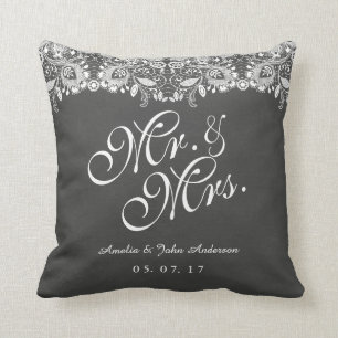 Almofada Sr. do quadro do laço e Sra. Casamento Descansar