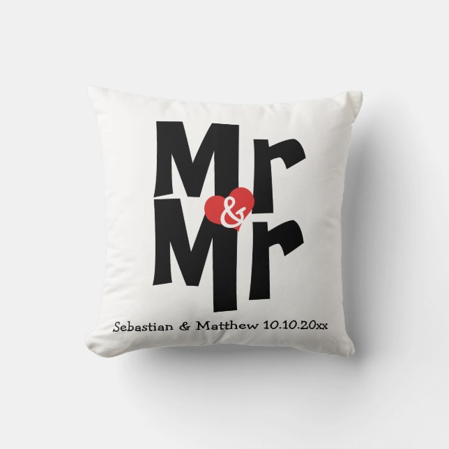Almofada Sr. e Sr. Dois Grupos Personalizados Casamento (Frente)