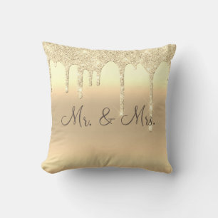 Almofada Sr. & Sra. Dourada Glitter Wedding Keepsasaeslegan