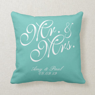 Almofada Sr.&Sra.Teal Personalizado