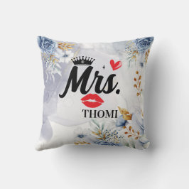 Almofada Sra. Crown Heart Floral Aquarela Chá de Noiva