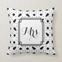 "Sra. modelada B&W" travesseiro decorativo Wedding