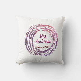 Almofada Sra nome rosa bordo malva desde ano casamento noiv