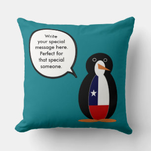Almofada Sra. Pinguim Falante Chilena Personalizada