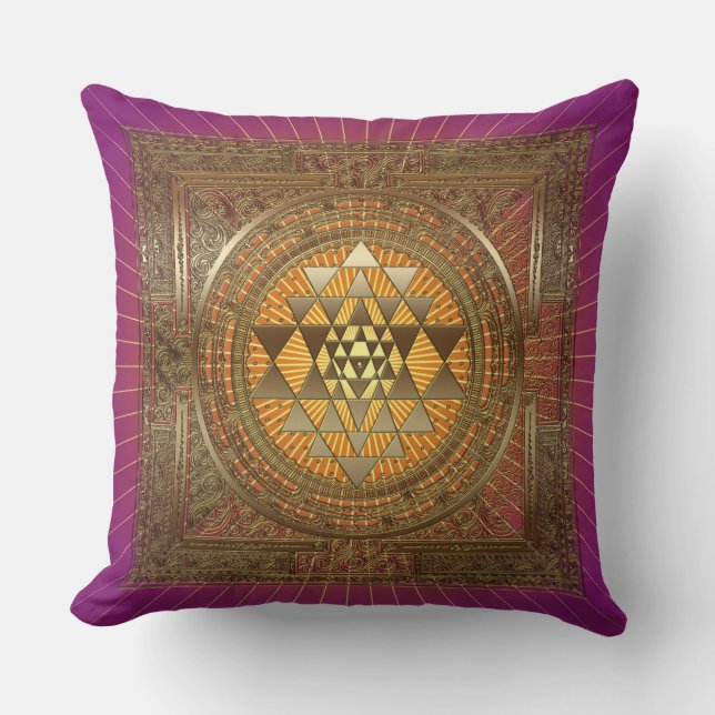 Almofada Sri Yantra Roxo Sol - Travesseiro (Frente)