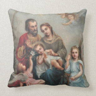 Almofada St Joseph, Mary, Jesus, anjos