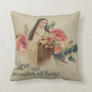 Almofada St. Therese o crucifixo pequeno dos rosas da flor