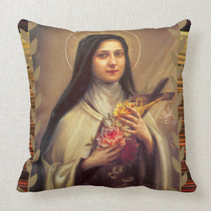 Almofada St. Therese o crucifixo pequeno dos rosas da flor