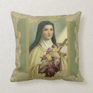 Almofada St. Therese que os rosas pequenos da flor w/pink