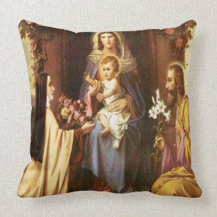 Almofada St. Therese, Virgem Maria, St Joseph, bebê Jesus,