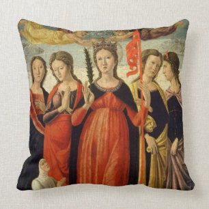 Almofada St Ursula e quatro santos (tempera no painel)