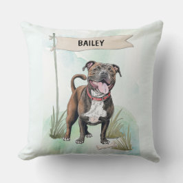 Almofada Staffordshire Bull Terrier Watercolor Personalized