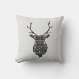 Almofada Stag Head e Cinza Tartan Patterno