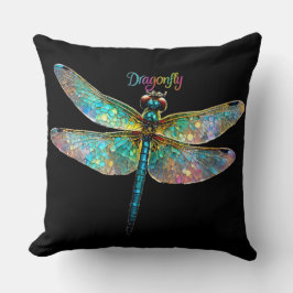Almofada Stained Glass Colorful Dragonfly