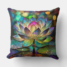 Stained Glass Vibrant Lotus Flower