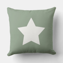 Almofada Star and initials Modern sage green and white