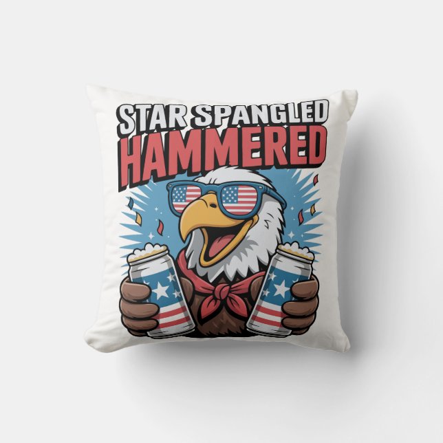 Almofada Star Spangled Hammered Patriótico Águia Vermelha B (Frente)