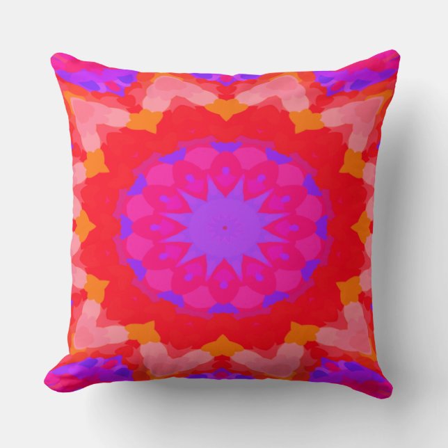 Almofada Starburst, cor-de-rosa e laranja (Frente)
